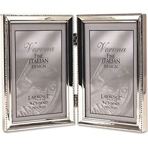 Lawrence Frames Verona Collection 4" x 6" Metal Silver Hinged Double Picture Frame with Beads (11646D) Lawrence Frames Verona Collection 4" x 6" Metal Silver Hinged Double Picture Frame with Beads (11646D)