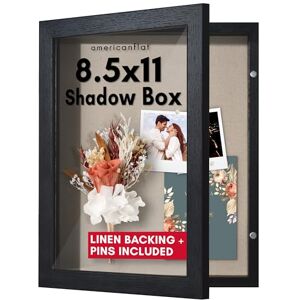 Americanflat Front Opening 8.5x11 Shadow Box Frame with Door in Black Engineered Wood Shadow Box Display Case with Shatter Resistant Glass and Hanging Hardware for Wall and Tabletop Display Americanflat Front Opening 8.5x11 Shadow Box Frame with Door in Black Engineered Wood Shadow Box Display Case with Shatter Resistant Glass and Hanging Hardware for Wall and Tabletop Display