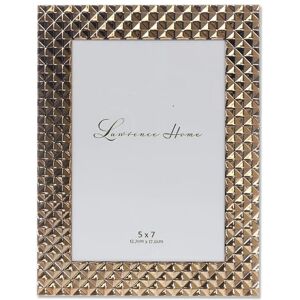 Lawrence Frames Diamond Pattern Polished Metal Picture Frame, 5x7, Gold Lawrence Frames Diamond Pattern Polished Metal Picture Frame, 5x7, Gold