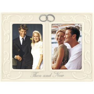 Malden International Designs Glazed Ceramic With Silver Accents And Jewels Double Interlocking Rings Then and Now Anniversary Picture Frame, 2 Option, 2-3.5x5, White,Off-white, 11 x 9 Malden International Designs Glazed Ceramic With Silver Accents And Jewels Double Interlocking Rings Then and Now Anniversary Picture Frame, 2 Option, 2-3.5x5, White,Off-white, 11 x 9