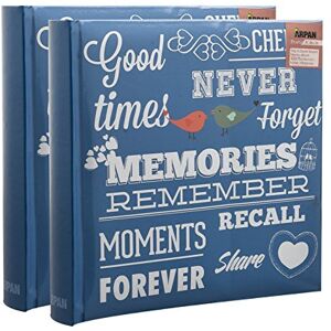 ARPAN 2 x Travel/Holiday Destinations/Memory Photo/Picture Album with Memo Writing Area and Decorative Vintage/Text Design on Front to Fit 200 6 X 4'' / 15 x 10 cm Photos By (Blue Memories Slogan) ARPAN 2 x Travel/Holiday Destinations/Memory Photo/Picture Album with Memo Writing Area and Decorative Vintage/Text Design on Front to Fit 200 6 X 4'' / 15 x 10 cm Photos By (Blue Memories Slogan)