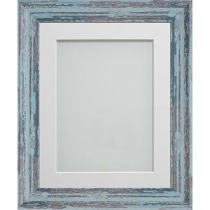 Frame Company Lynton Rustic Blue Photo Frame with Off-White Mount, 18x14 for 14x10 inch, fitted with perspex Frame Company Lynton Rustic Blue Photo Frame with Off-White Mount, 18x14 for 14x10 inch, fitted with perspex