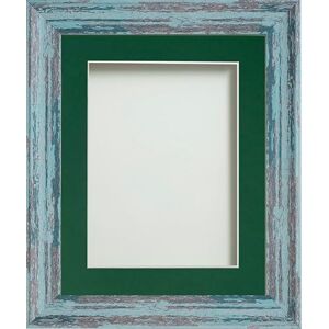Frame Company Lynton Rustic Blue Photo Frame with Bottle Green Mount, 16x12 for 13x9 inch, fitted with perspex Frame Company Lynton Rustic Blue Photo Frame with Bottle Green Mount, 16x12 for 13x9 inch, fitted with perspex