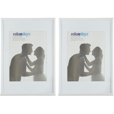 Relaxdays Photo Frame Set of 2, 20 x 30 cm, Passepartout 15 x 20 cm, Standing or Hanging, White Relaxdays Photo Frame Set of 2, 20 x 30 cm, Passepartout 15 x 20 cm, Standing or Hanging, White