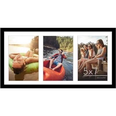 Americanflat 5x7 Picture Frame Collage with Shatter-Resistant Glass Signature Collection Fits Three 5x7 or One 8x16 Photo Collage Photo Frame for Tabletop and Wall Display Black Americanflat 5x7 Picture Frame Collage with Shatter-Resistant Glass Signature Collection Fits Three 5x7 or One 8x16 Photo Collage Photo Frame for Tabletop and Wall Display Black
