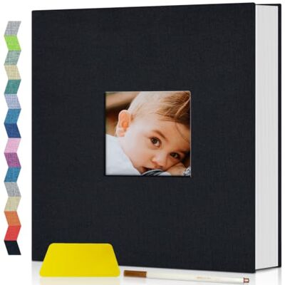 popotop Self Adhesive Photo Album Scrapbook for 4x6 5x7 8x10 Pictures, 40 60 Pages Linen Hardcover DIY Memory Book, Scrapbooking Supplies Kits Birthday Gifts for Baby Wedding Family Travel Black popotop Self Adhesive Photo Album Scrapbook for 4x6 5x7 8x10 Pictures, 40 60 Pages Linen Hardcover DIY Memory Book, Scrapbooking Supplies Kits Birthday Gifts for Baby Wedding Family Travel Black
