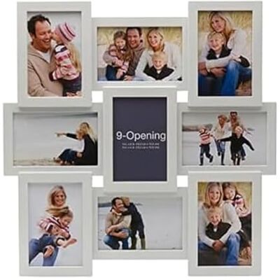 MELANNCO 18 x 18 Inch 9 Opening Photo Collage Frame, Displays Four 4x6 and Five 6x4 Inch Photos, White MELANNCO 18 x 18 Inch 9 Opening Photo Collage Frame, Displays Four 4x6 and Five 6x4 Inch Photos, White