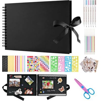 Aixxikum Scrapbook Photo Album 80 Black Pages Scrap Book DIY Memory Album 12 x 8.3 inches Memory Books Kraft Paper Scrap Book Come With Scrapbook Accessories for Family,Wedding Memory Book, Brown Aixxikum Scrapbook Photo Album 80 Black Pages Scrap Book DIY Memory Album 12 x 8.3 inches Memory Books Kraft Paper Scrap Book Come With Scrapbook Accessories for Family,Wedding Memory Book, Brown