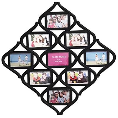 MKUN 4x6 Wall Photo Frame Collage Diamond shaped Wall Hanging Picture Frame Collage, 9- Opening (Black) MKUN 4x6 Wall Photo Frame Collage Diamond shaped Wall Hanging Picture Frame Collage, 9- Opening (Black)