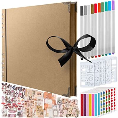 Bstorify Scrapbook Album, (198 PCS) Brown 70 Pages 25.4 x 25.4 CM Bstorify Scrapbook Album, (198 PCS) Brown 70 Pages 25.4 x 25.4 CM