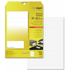 Sigel LA140 Universal Permanent Labels, White, 9.7 x 4.23 cm, 300 lbl equal to 25 sheets, White Sigel LA140 Universal Permanent Labels, White, 9.7 x 4.23 cm, 300 lbl equal to 25 sheets, White