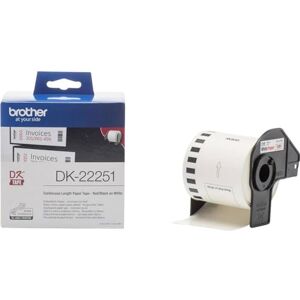 Brother DK-22251 Label Roll, Continuous Length Paper, Black/Red on White, Single Label Roll, 62mm (W) x 15.24M (L), Genuine Supplies Brother DK-22251 Label Roll, Continuous Length Paper, Black/Red on White, Single Label Roll, 62mm (W) x 15.24M (L), Genuine Supplies
