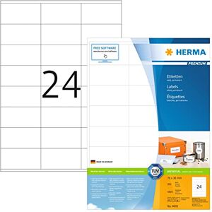 HERMA Self Adhesive Address Labels, 24 Labels per A4 Sheet, 200 Sheets, 70 x 36 mm, 4800 Labels, Blank Mailing Labels Stickers, Sticky Labels for Laser & Inkjet Printer, White HERMA Self Adhesive Address Labels, 24 Labels per A4 Sheet, 200 Sheets, 70 x 36 mm, 4800 Labels, Blank Mailing Labels Stickers, Sticky Labels for Laser & Inkjet Printer, White
