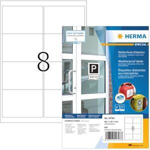 HERMA Self Adhesive Weatherproof Labels, 8 Labels per A4 Sheet, 80 Sheets, 99.1 x 67.7 mm, 640 Labels, Weather Resistant Labels Stickers, Sticky Labels of Special Paper for Laser Printer, White HERMA Self Adhesive Weatherproof Labels, 8 Labels per A4 Sheet, 80 Sheets, 99.1 x 67.7 mm, 640 Labels, Weather Resistant Labels Stickers, Sticky Labels of Special Paper for Laser Printer, White