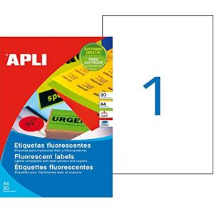 APLI Laser Labels 210 x 297 mm Pack of 20 Fluorescent Red APLI Laser Labels 210 x 297 mm Pack of 20 Fluorescent Red