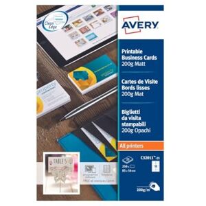 Avery Printable Single-Sided Business Cards – 85 x 54 mm, 10 Cards per A4 Sheet, White, Pack of 250, C32011-25 Avery Printable Single-Sided Business Cards – 85 x 54 mm, 10 Cards per A4 Sheet, White, Pack of 250, C32011-25