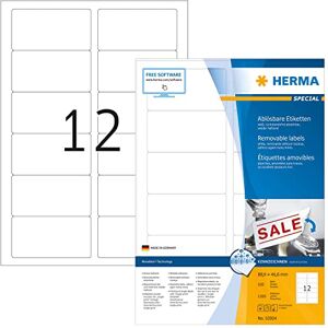 HERMA Self Adhesive Removable Labels, 12 Labels per A4 Sheet, 100 Sheets, 88.9 x 46.6 mm, 1200 Labels, Blank Multipurpose Labels Stickers, Sticky Labels for Laser & Inkjet Printer, White HERMA Self Adhesive Removable Labels, 12 Labels per A4 Sheet, 100 Sheets, 88.9 x 46.6 mm, 1200 Labels, Blank Multipurpose Labels Stickers, Sticky Labels for Laser & Inkjet Printer, White