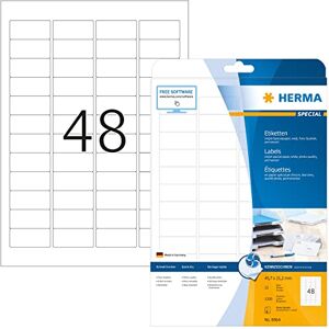HERMA Inkjet Labels, 45.7 x 21.2 mm, White, 1200 Labels, 25 Sheets, Photo Quality, Wipe Resistant, Ideal for Inkjet Printers HERMA Inkjet Labels, 45.7 x 21.2 mm, White, 1200 Labels, 25 Sheets, Photo Quality, Wipe Resistant, Ideal for Inkjet Printers