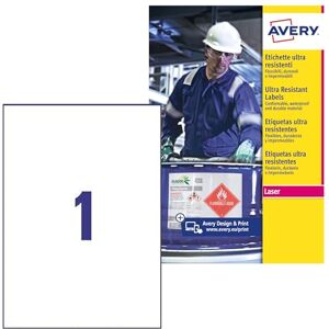 Avery Ultra Heavy Duty Industrial Waterproof GHS Labels White (210 x 297mm) B4775-50 Avery Ultra Heavy Duty Industrial Waterproof GHS Labels White (210 x 297mm) B4775-50