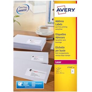 Avery L7160 Address Labels, White, 63.5 x 38.1 mm, 21 per A4 Sheet, 40 Sheets 840 Labels, JamFREE UltraGrip QuickPEEL, for Laser Printers, FSC Certified (L7160-40) Avery L7160 Address Labels, White, 63.5 x 38.1 mm, 21 per A4 Sheet, 40 Sheets 840 Labels, JamFREE UltraGrip QuickPEEL, for Laser Printers, FSC Certified (L7160-40)