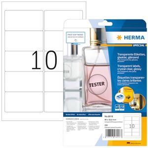 HERMA Self Adhesive Clear Film Labels, 10 Labels per A4 Sheet, 25 Sheets, 96 x 50.8 mm, 250 Labels, Blank Weatherproof Labels Stickers, Sticky Labels for Laser & Inkjet Printer, Transparent HERMA Self Adhesive Clear Film Labels, 10 Labels per A4 Sheet, 25 Sheets, 96 x 50.8 mm, 250 Labels, Blank Weatherproof Labels Stickers, Sticky Labels for Laser & Inkjet Printer, Transparent