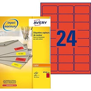 Avery DP24R-100 Self-adhesive printer labels - Red - 70x35mm - 2400 pcs Avery DP24R-100 Self-adhesive printer labels - Red - 70x35mm - 2400 pcs