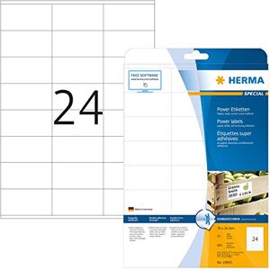 HERMA Extra Strong Adhesive Labels, 24 Labels per A4 Sheet, 25 Sheets, 70 x 36 mm, 600 Labels, Blank Heavy Duty Labels Stickers, Sticky Labels for Laser & Inkjet Printer, White HERMA Extra Strong Adhesive Labels, 24 Labels per A4 Sheet, 25 Sheets, 70 x 36 mm, 600 Labels, Blank Heavy Duty Labels Stickers, Sticky Labels for Laser & Inkjet Printer, White