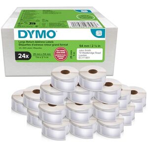 Dymo Authentic LabelWriter Return Address Labels 25 mm x 54 mm Self-Adhesive 24 Rolls of 500 Easy-Peel Labels (12,000 Count) for LabelWriter Label Makers Made in Europe Dymo Authentic LabelWriter Return Address Labels 25 mm x 54 mm Self-Adhesive 24 Rolls of 500 Easy-Peel Labels (12,000 Count) for LabelWriter Label Makers Made in Europe