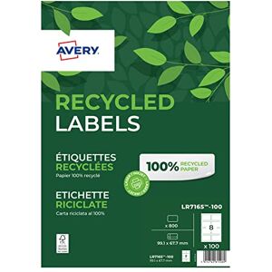Avery Printable, Customisable Recycled Parcel Shipping Labels, Laser Printers, 8 Labels Per A4 Sheet, 800 per Pack (LR7165-100) Avery Printable, Customisable Recycled Parcel Shipping Labels, Laser Printers, 8 Labels Per A4 Sheet, 800 per Pack (LR7165-100)