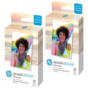 HP Sprocket 2.3 x 3.4 Premium Instant Zink Sticky Back Photo Paper (100 Sheets) Compatible with Sprocket Select and Plus Printers. HP Sprocket 2.3 x 3.4 Premium Instant Zink Sticky Back Photo Paper (100 Sheets) Compatible with Sprocket Select and Plus Printers.