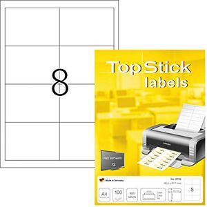 TopStick 8739 Multi-Purpose Labels, 8 Labels Per A4 Sheet, 96.5 x 67.7 mm, 8000 Labels, Self Adhesive, Large Stickers for Laser and Inkjet Printers, White TopStick 8739 Multi-Purpose Labels, 8 Labels Per A4 Sheet, 96.5 x 67.7 mm, 8000 Labels, Self Adhesive, Large Stickers for Laser and Inkjet Printers, White