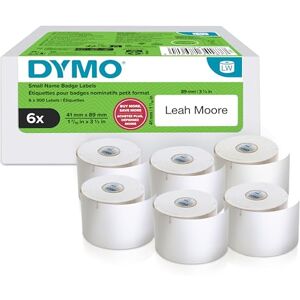 Dymo Authentic LabelWriter Small Name Badge Labels 41 mm x 89 mm Self-Adhesive 6 Rolls of 300 Easy-Peel Labels (1,800 Count) for LabelWriter Label Makers Made in Europe Dymo Authentic LabelWriter Small Name Badge Labels 41 mm x 89 mm Self-Adhesive 6 Rolls of 300 Easy-Peel Labels (1,800 Count) for LabelWriter Label Makers Made in Europe
