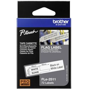 Brother FLe-2511 Labelling Tape Cassette, Flag Tape, Black on White, 21mm (W) x 45mm (L), 72 Labels, Genuine Supplies Brother FLe-2511 Labelling Tape Cassette, Flag Tape, Black on White, 21mm (W) x 45mm (L), 72 Labels, Genuine Supplies