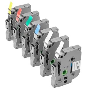 VEVOR Label Maker Tape, 6 Pack, 0.47 in / 12 mm Colored Label Maker Refills Compatible for Various Types of Brother P-Touch, Replacement for Letra Tag TZe-131 TZe-231 TZe-431 TZe-531 TZe-631 TZe-731 VEVOR Label Maker Tape, 6 Pack, 0.47 in / 12 mm Colored Label Maker Refills Compatible for Various Types of Brother P-Touch, Replacement for Letra Tag TZe-131 TZe-231 TZe-431 TZe-531 TZe-631 TZe-731
