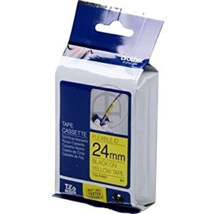 Brother TZe-FX651 Labelling Tape Cassette, Black on Yellow, 24mm (W) x 8M (L), Flexible ID, Genuine Supplies Brother TZe-FX651 Labelling Tape Cassette, Black on Yellow, 24mm (W) x 8M (L), Flexible ID, Genuine Supplies