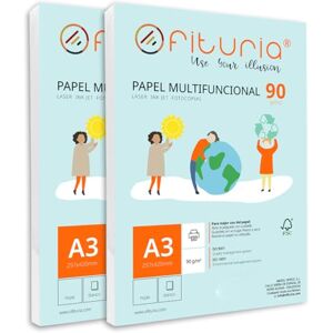 OFITURIA A3 90 g Paper Pack with 500 White Sheets, Multifunctional Paper for School Use and Work Environments Ideal for Laser, Inkjet or Copiers OFITURIA A3 90 g Paper Pack with 500 White Sheets, Multifunctional Paper for School Use and Work Environments Ideal for Laser, Inkjet or Copiers