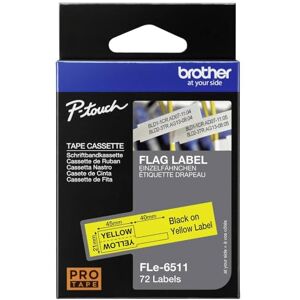 Brother FLe-6511 Labelling Tape Cassette, Flag Tape, Black on Yellow, 21mm (W) x 45mm (L), 72 Labels, Genuine Supplies Brother FLe-6511 Labelling Tape Cassette, Flag Tape, Black on Yellow, 21mm (W) x 45mm (L), 72 Labels, Genuine Supplies