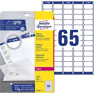 Avery L7651-25 Address Labels (1,625 Labels with Ultragrip, 38.1 x 21.2 mm on A4, Printable, Self-Adhesive for Labels, Matte Paper) 25 Sheets White Avery L7651-25 Address Labels (1,625 Labels with Ultragrip, 38.1 x 21.2 mm on A4, Printable, Self-Adhesive for Labels, Matte Paper) 25 Sheets White