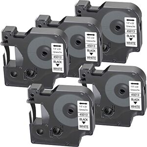 LEYF Pack of 5 Label Tape, Compatible with Dymo D1 45013 S0720530, 12 mm x 7 mm Label Tape for LabelManager 160 280 210D 360D 420P 500TS Labelpoint 250 150 450 Duo, Black on White, 45013X5 LEYF Pack of 5 Label Tape, Compatible with Dymo D1 45013 S0720530, 12 mm x 7 mm Label Tape for LabelManager 160 280 210D 360D 420P 500TS Labelpoint 250 150 450 Duo, Black on White, 45013X5