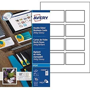 Avery C32028-25 Printable Double-Sided Glossy Business Cards, 8 Cards Per A4 Sheet Avery C32028-25 Printable Double-Sided Glossy Business Cards, 8 Cards Per A4 Sheet