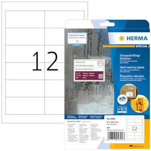 HERMA Etiketten A4 weiß 96,5x42,3 mm extrem stark haftend Folie matt 300 St. HERMA Etiketten A4 weiß 96,5x42,3 mm extrem stark haftend Folie matt 300 St.