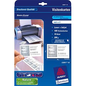 Avery Business Cards Quick&Clean Inkjet Laser Copier 200 g/m² DIN A4 85 x 54 mm Matt White 5000 Cards 500 Sheets Avery Business Cards Quick&Clean Inkjet Laser Copier 200 g/m² DIN A4 85 x 54 mm Matt White 5000 Cards 500 Sheets