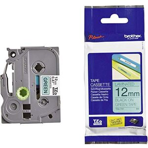 Brother TZe-731 Labelling Tape Cassette, Black on Green, 12 mm (W) x 8 m (L), Laminated, Genuine Supplies Brother TZe-731 Labelling Tape Cassette, Black on Green, 12 mm (W) x 8 m (L), Laminated, Genuine Supplies