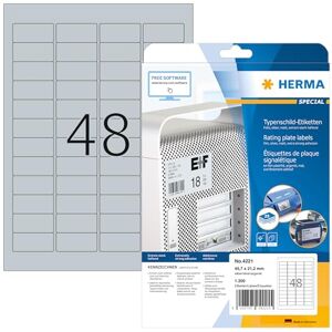 Herma Silver Self-Adhesive Labels - Rectangular, 45.7x21.2mm, 1200 pcs Herma Silver Self-Adhesive Labels - Rectangular, 45.7x21.2mm, 1200 pcs