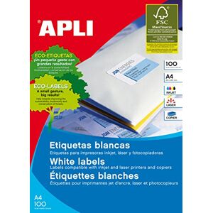 APLI 1293 Box of 100 Sheets, Labels, White APLI 1293 Box of 100 Sheets, Labels, White