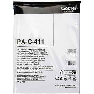Brother PA-C-411 Thermal Printer Paper, A4, Premium Grade Glossy, White, 210 (W) x 297 mm (L), 100 Sheets, Genuine Supplies, white Brother PA-C-411 Thermal Printer Paper, A4, Premium Grade Glossy, White, 210 (W) x 297 mm (L), 100 Sheets, Genuine Supplies, white