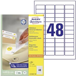 Avery L4736REV-100 White Label - 45.7x21.2mm - Self-Adhesive Labels Avery L4736REV-100 White Label - 45.7x21.2mm - Self-Adhesive Labels