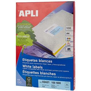 APLI 707611 Box of 100 white labels for printer 99.1X93.1 APLI 707611 Box of 100 white labels for printer 99.1X93.1