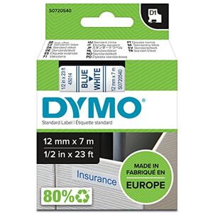 Dymo Authentic D1 Labels Blue Print on White Tape 12 mm x 7 m Self-Adhesive Labels for LabelManager Label Makers Made in Europe Dymo Authentic D1 Labels Blue Print on White Tape 12 mm x 7 m Self-Adhesive Labels for LabelManager Label Makers Made in Europe