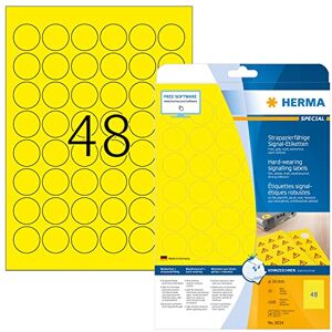 Herma 8034 Yellow Round Durable Labels - Printer Labels Herma 8034 Yellow Round Durable Labels - Printer Labels